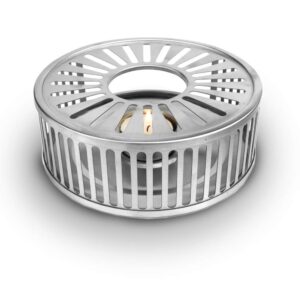 Creano Silver Stövchen "Stripes" aus Edelstahl mit Teelichthalter