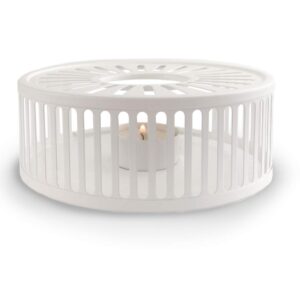 Creano weißes Stövchen "Stripes" aus Edelstahl mit Teelichthalter